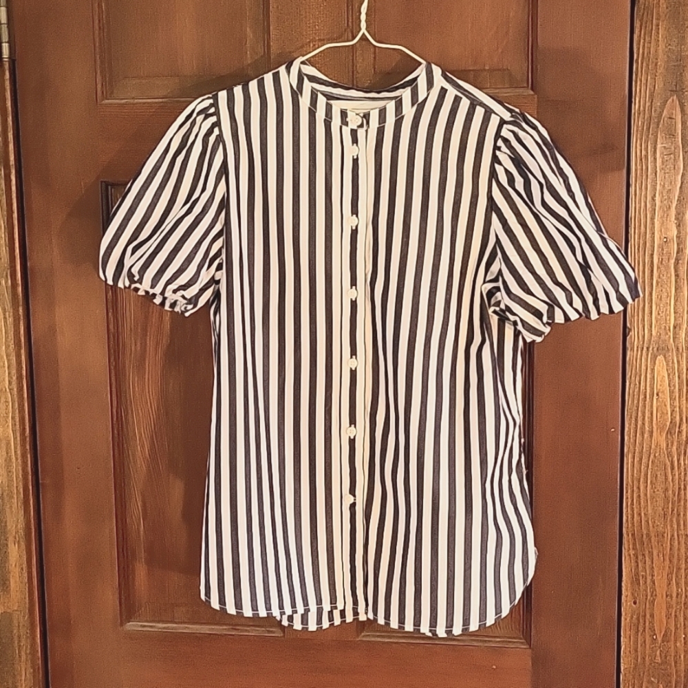 Stripe Neru Collar Shirt